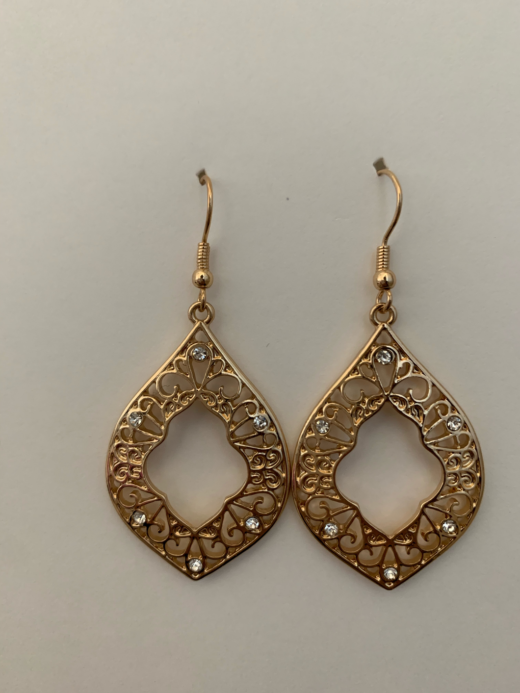 Diamond Shaped Gold Hanging Earrings