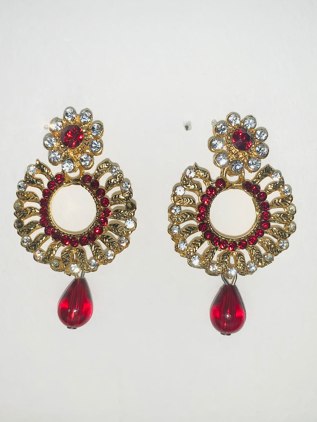 Red Hanging Circle Earrings